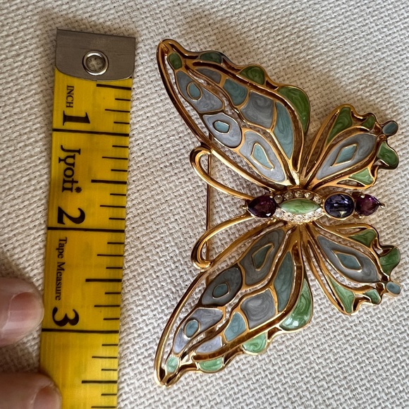Signed BOB MACKIE Enamel & Rhinestone BUTTERFLY Brooch Pin Stunning Colorful - Picture 10 of 11